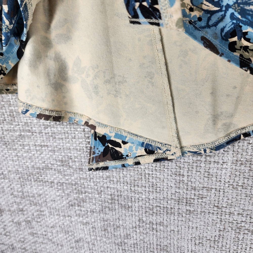 J. Jill Faux Wrap Floral Skirt Womens SP Petite Cream Blue Brown Stretch Nice! - Picture 8 of 10